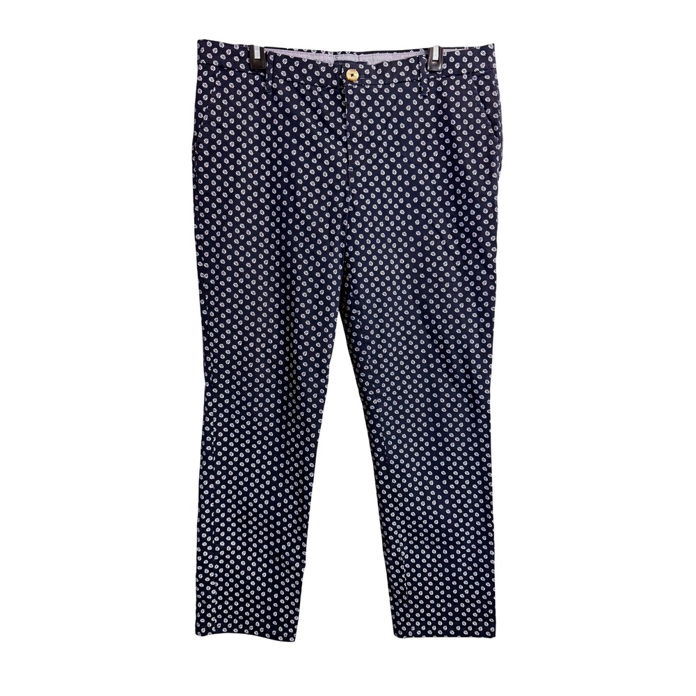 Tommy Hilfiger Womens Navy Blue Daisy Floral Print Chino Pants Size 12